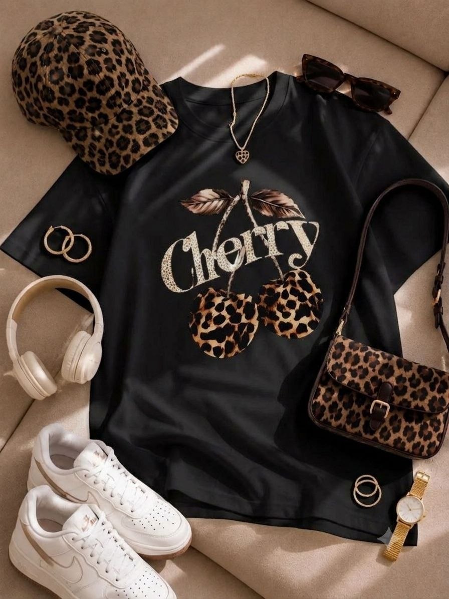 تیشرت باکسی طرح Cherry