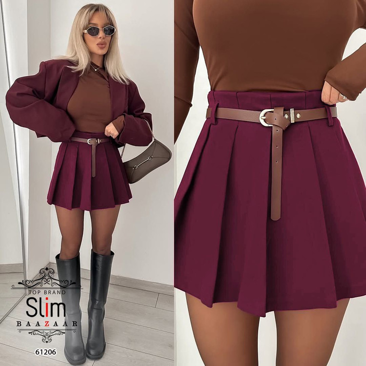 دامن پلیسه + کمربند SLIM