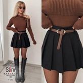 دامن پلیسه + کمربند SLIM