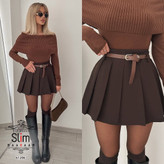 دامن پلیسه + کمربند SLIM