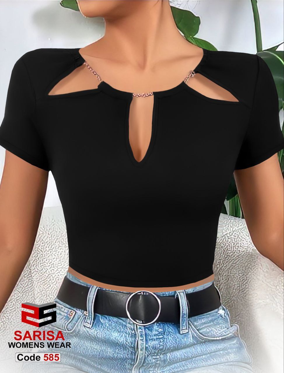 نیم تنه کراپ یقه زنجیری