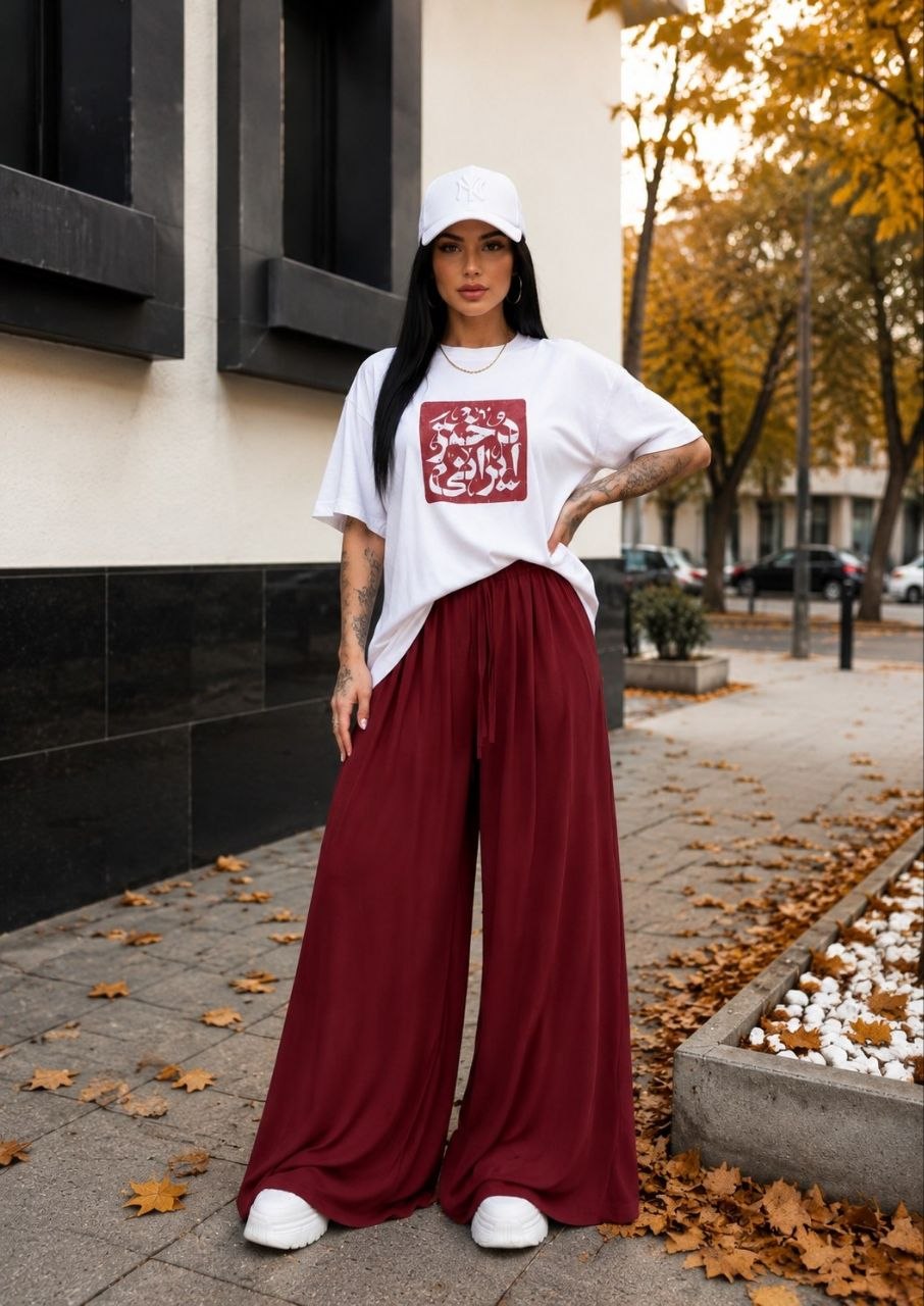 ست تیشرت باکسی و شلوار بگ