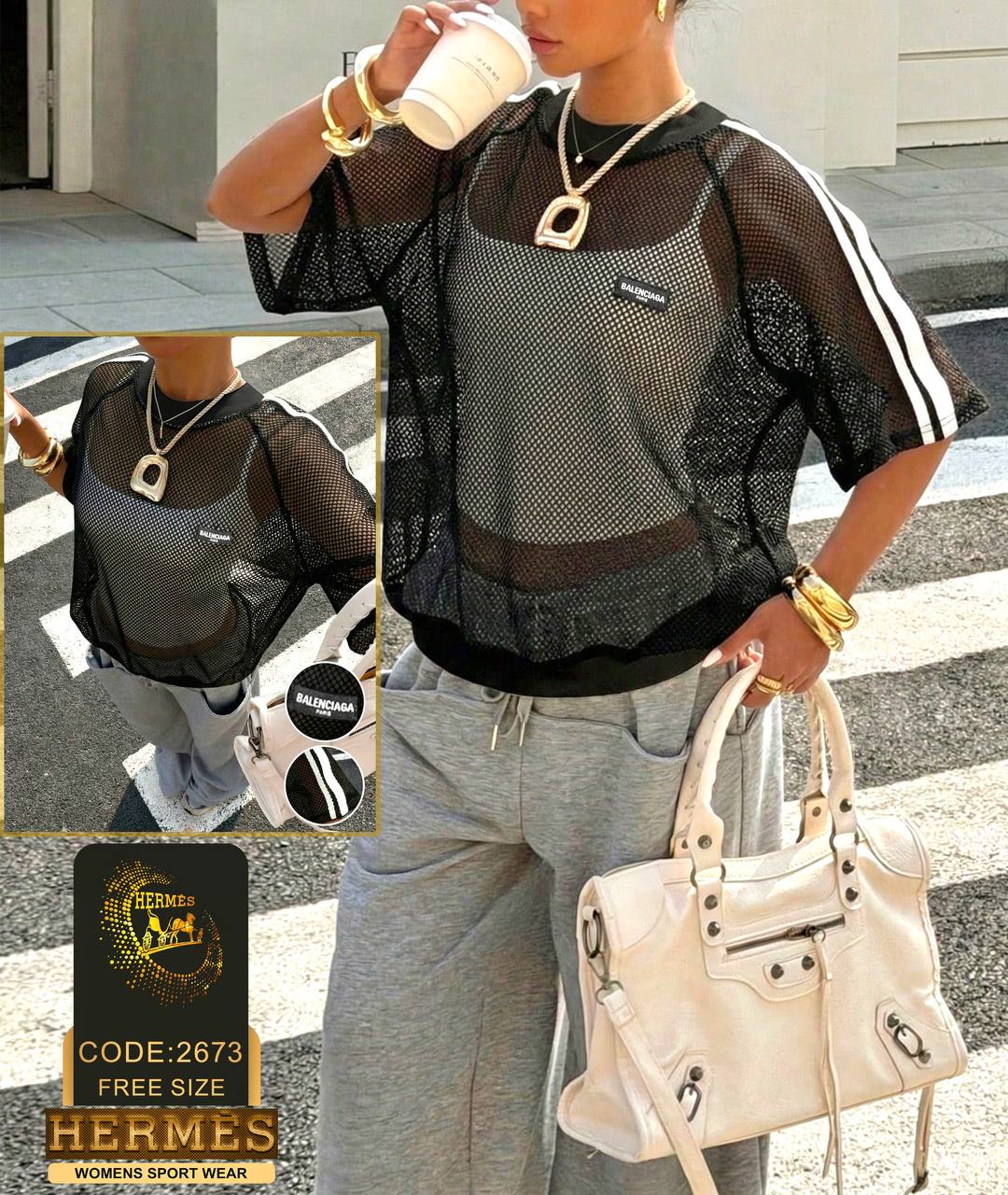 تیشرت تک تور زنبوری  BALENCIAGA