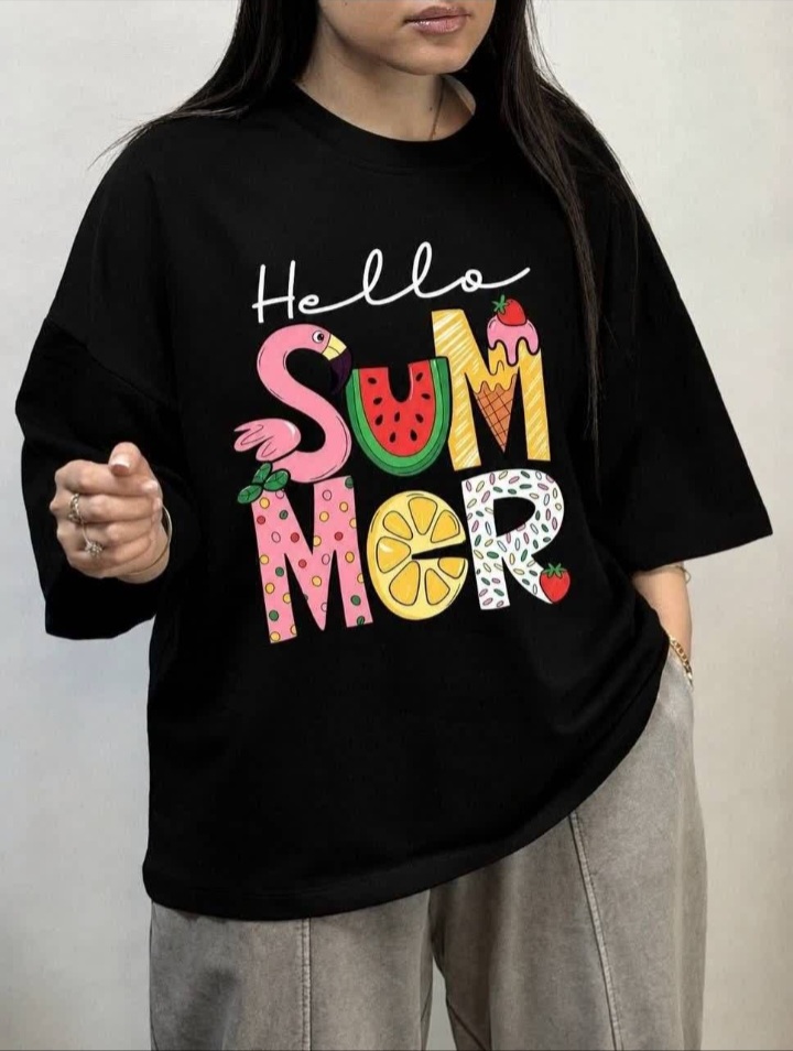 تیشرت باکسی طرح Hello