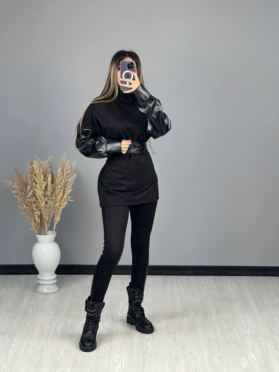 تونیک آستین چرم