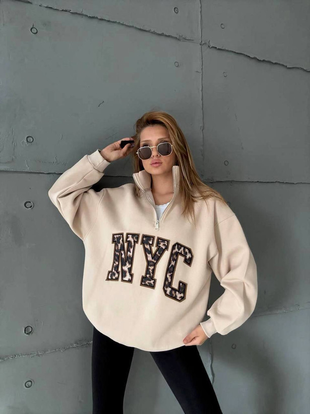 دورس نیم زیپ NYC پلنگی